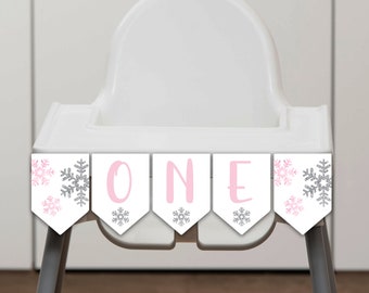 Snow Much Fun, High Chair Banner, Snowflake Banner, 1st Birthday Banner, Winter ONEderland, Bunting Banner Template, Editable File