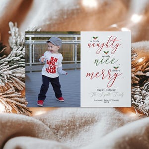 Naughty or Nice Christmas Card · Kids Christmas Card · Naughty and Nice Holiday Card · Editable Christmas Template · Instant Download