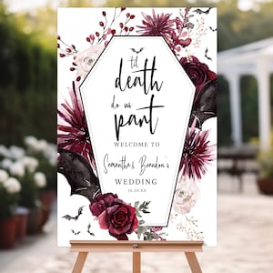 Til Death Do Us Part Halloween Engagement Party Welcome Sign Skeleton Welcome Sign Wedding Sign Banner Edit Through Templett