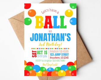 Ball Pit Birthday Invitation Evite Bounce Birthday Kids Birthday Invitation Ball Pit Party Jump Birthday, Editable with Templett