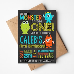 Monster Birthday Invitation Monster First Birthday Invitation Monster 1st Birthday Invite Little Monster Birthday Editable Through Templett