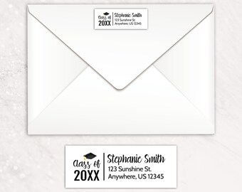 Graduation Invitation Return Address Label Graduation Cap High School Graduation College Graduation Editable Template Instant Download