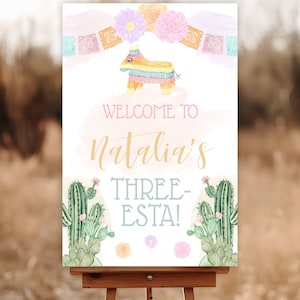 Three esta Birthday, Cinco de Mayo Birthday, Taco Birthday, Cactus Birthday, Welcome Sign, Three Esta, Editable Welcome Sign, Instant