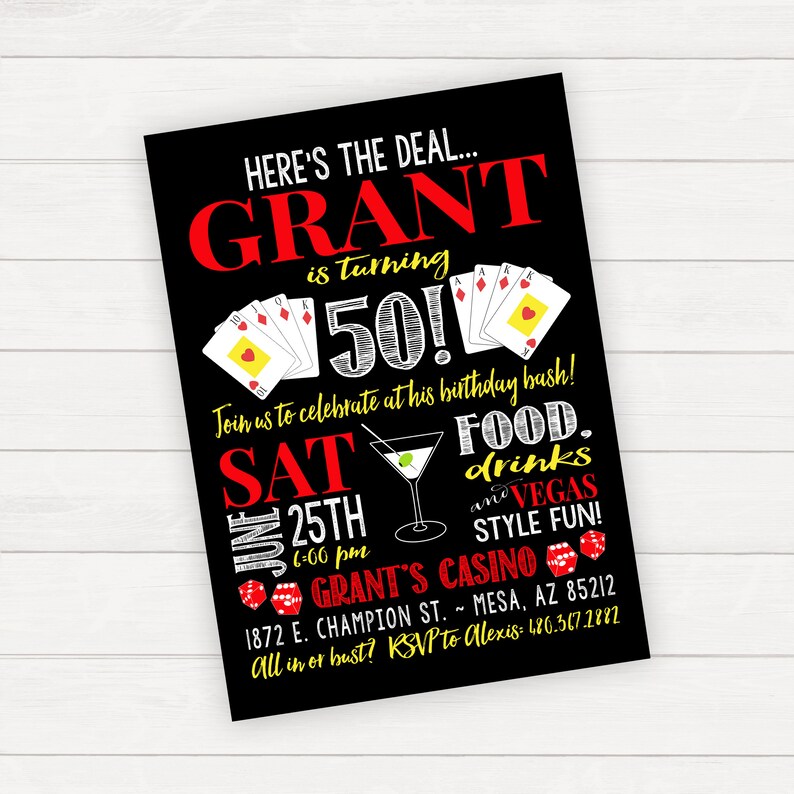 Las Vegas Birthday Invitation Las Vegas Invitation Las Vegas Etsy