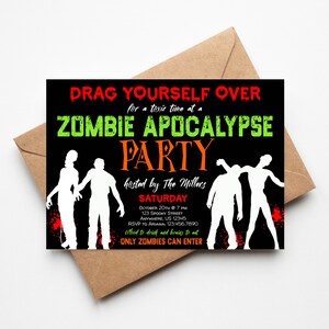 Zombie Invitation Zombie Party Zombie Apocalypse Halloween Birthday Party Halloween Birthday Invitation Costume Party Edit Through Templett