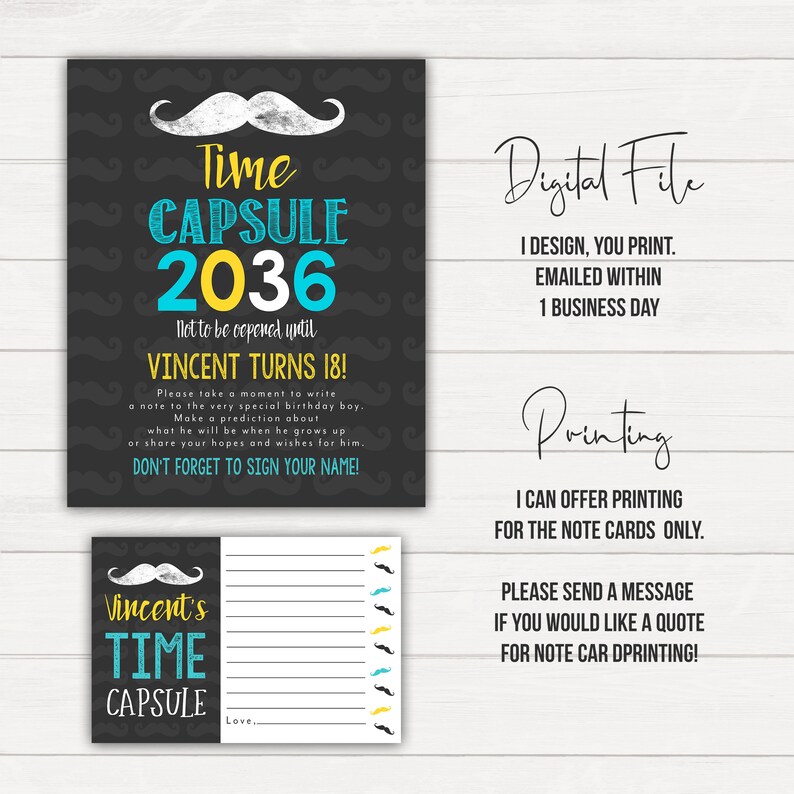 Time Capsule First Birthday Printable Time Capsule Birthday Time Capsule Mustache Birthday Mustache Bash Moustache Birthday Mustache Party