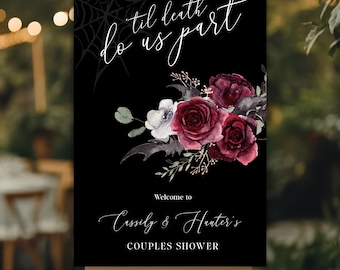 til death do us part Halloween Couples Welcome Sign, Gothic Wedding - Digital