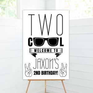 TWO Cool Birthday, Welcome Sign, Boy 2nd Birthday, Cool Birthday, Too Cool, Welcome Board, Sunglasses Birthday, Cool Theme, Editable