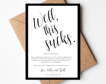 Change of Plans Card · Wedding Postponement Invitation · Editable Reschedule Notice · Instant Download · Printable Editable File