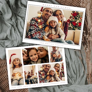 Biglietto di Natale personalizzato, biglietto di auguri moderno e minimalista, modello fotografico modificabile, biglietto digitale stampabile, design di qualsiasi colore, download immediato