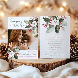 Kerst Save The Date, Save The Date bruiloft, kerstkaart, verloofde kerst, getrouwd kerstfeest, kerstmis trouwen, Instant Download