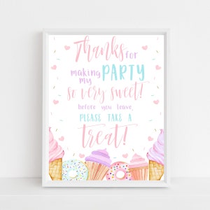 Treats Sign, Sweet Celebration, Two Sweet, Four Ever Sweet, Editable Birthday Sign, Girl Birthday, , Cupcake, Donuts, Edit with Templett
