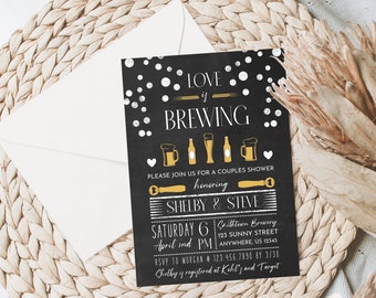 Love is Brewing Invitation · Beer Couples Shower · Coed Bridal Shower Invite · Wedding Shower · Brews Before I Do · Instant Download