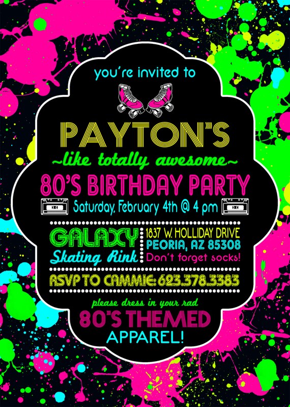 80s birthday invitations 80 s birthday invitations 80s etsy
