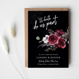 Til Death Do Us Part, Couples Shower Invitation, Halloween Bridal Shower, Halloween Wedding, Halloween Party, Editable Through Templett