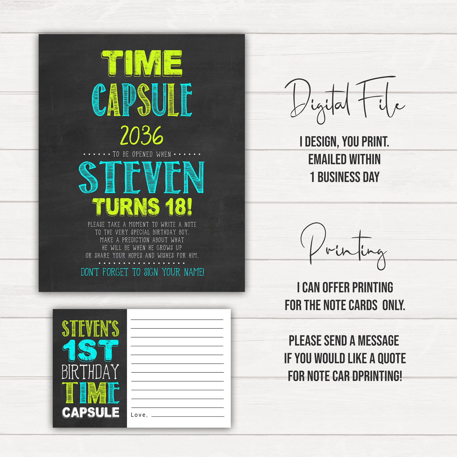 Time Capsule First Birthday Printable Time Capsule Birthday Etsy