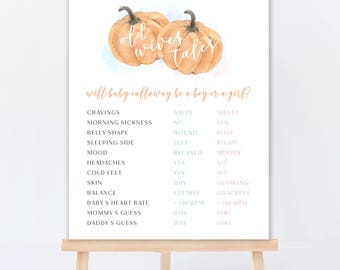 Little Pumpkin, Old Wives Tales Reveal Sign | Editable Digital Template | 8x10