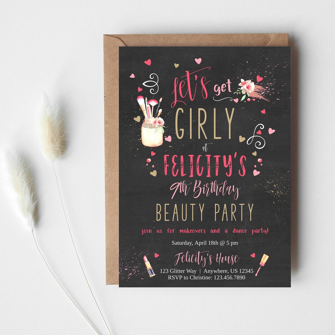 Makeup Party Invitation Beauty Party Invitation Sleepover Invitation ...