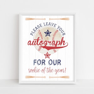Baseball Autograph Sign · Rookie of the Year Birthday · Editable Sports Party Sign · Printable Instant Download