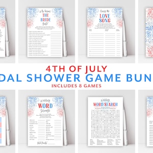 Pacote de jogos para chá de panela de 4 de julho, Pacote de chá de panela, Red White and I Do, jogos editáveis, download instantâneo, pacote de jogos, modelo
