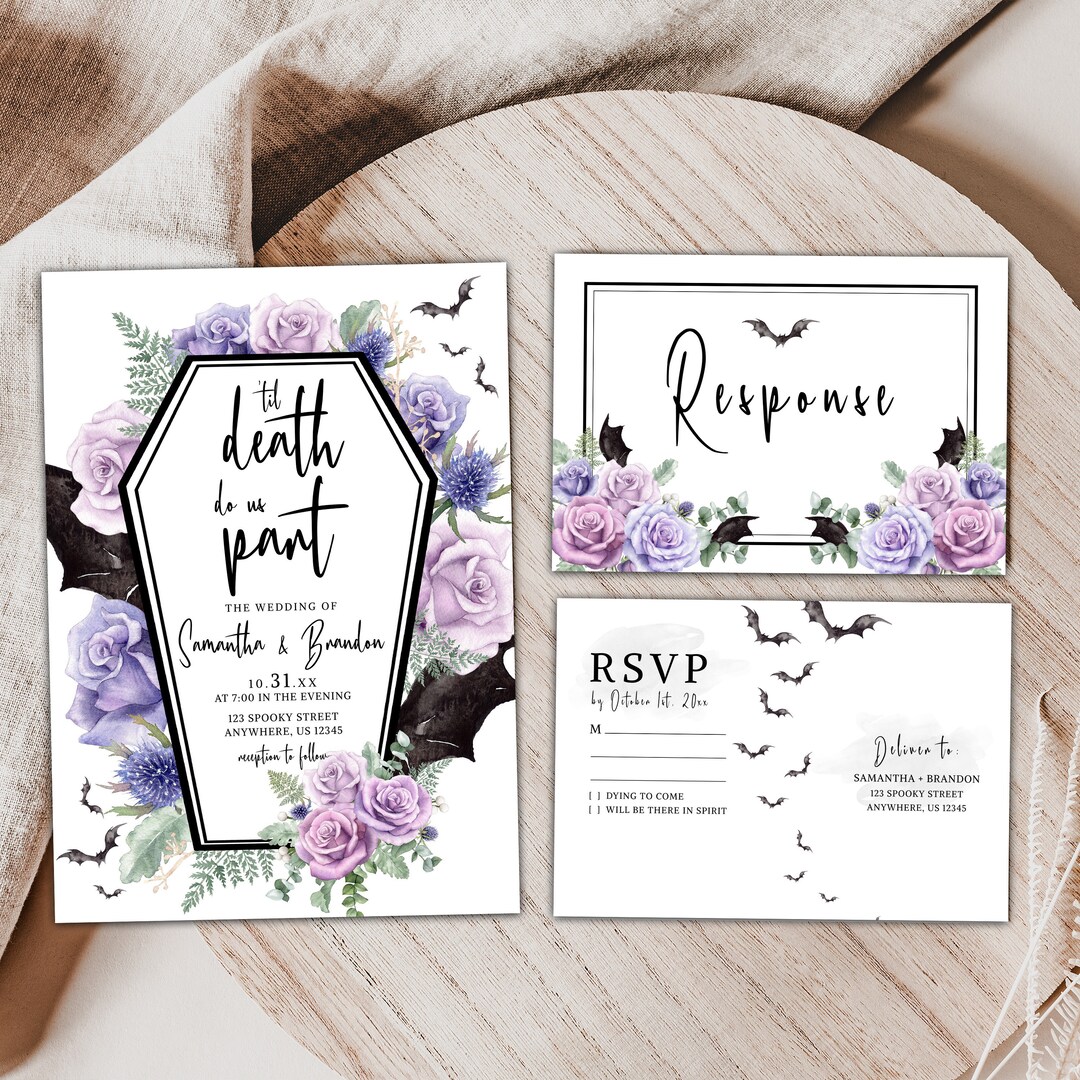 Halloween Wedding Invitation Wedding Template Coffin - Etsy