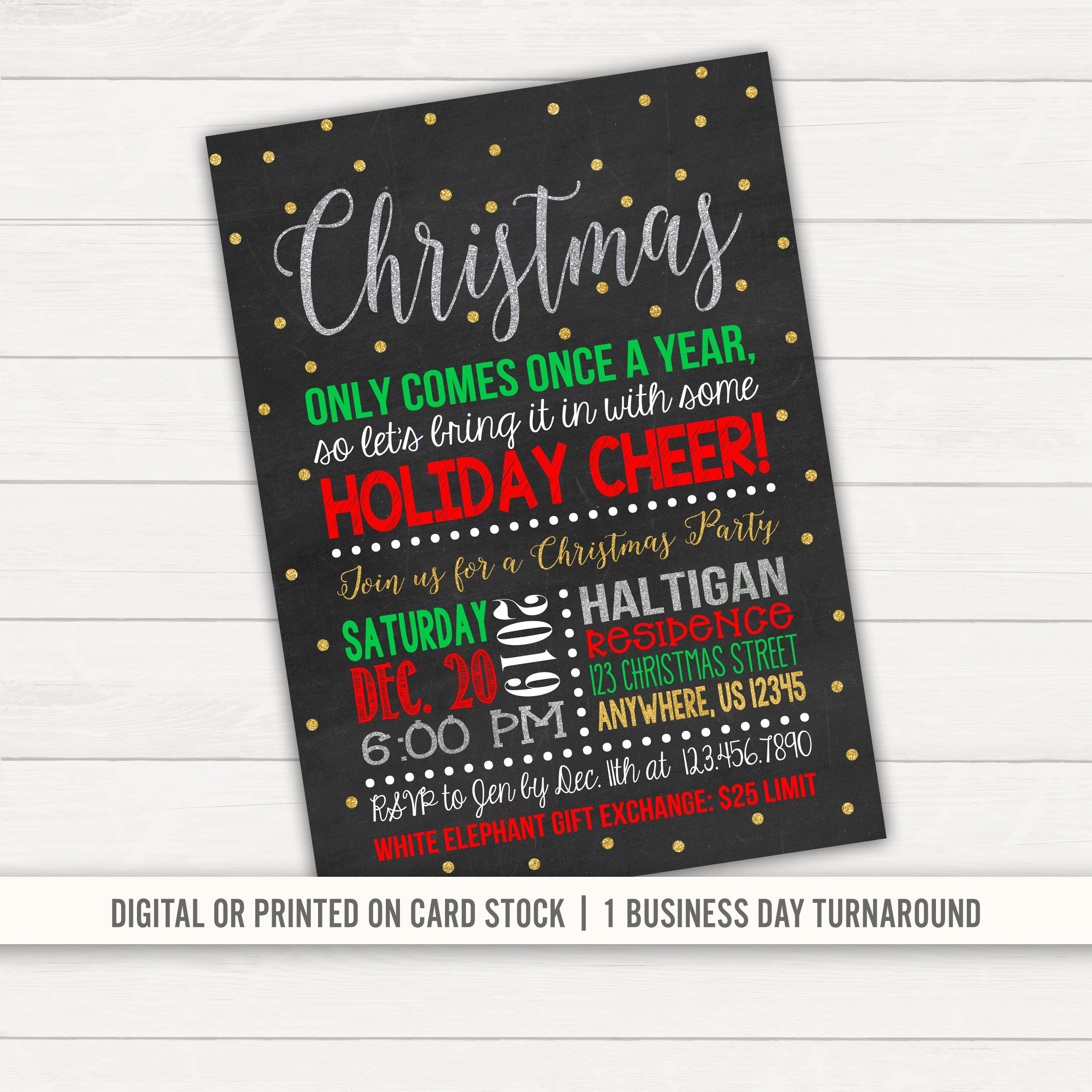 Christmas Party Invitations Christmas Party Invite Holiday Etsy