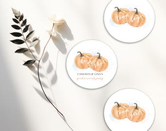 Pumpkin Baby Reveal Stickers - Gender reveal party voting, he or she, - Digital
