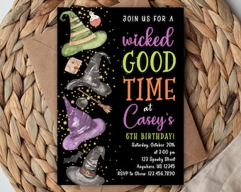 Halloween Witch Invitation: Birthday Party Invite - Digital file wicked good time
