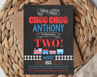 Train Birthday Invitation, Chugga Chugga Two Two, Choo Choo Train, Train Party, Train Invite, Instant Download, Edit with Templett