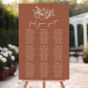 Kürbis Hochzeit Sitzplan, Herbsthochzeit, Terrakotta Hochzeit, Herbsthochzeit, Instant Download, selbst bearbeitbar