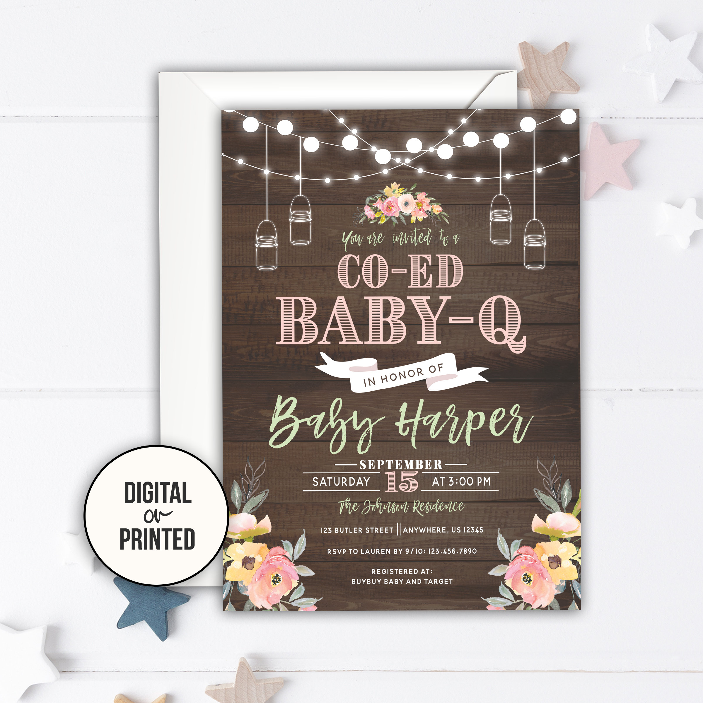 Baby Q Shower Invitation Bbq Baby Shower Invitation Couples Etsy