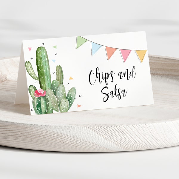 Cactus Food Labels, Cactus Place Cards, Cinco de Mayo, Editable Food Labels, Editable Place Cards, Instant Download, Edit With Templett