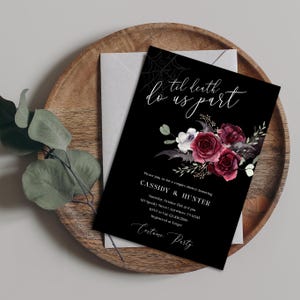 Til Death, Gothic Halloween Bridal Invitation | Digital Template, 5x7 Editable, Printable - Couples Invite