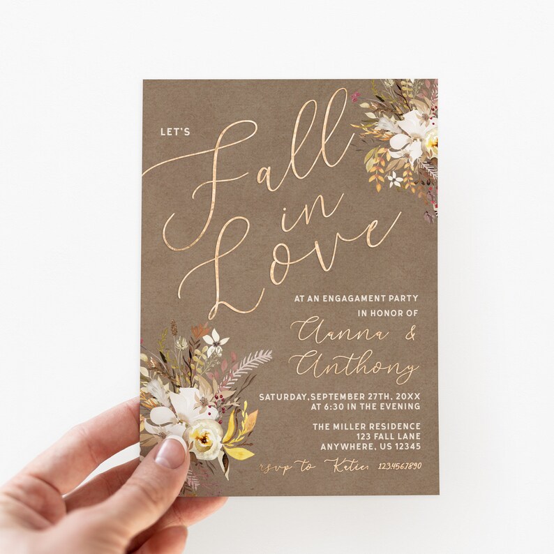 Fall Engagement Party Invitation Fall in Love Autumn Etsy