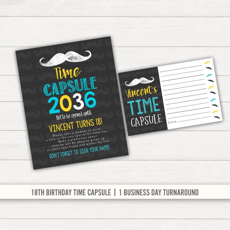 Time Capsule First Birthday Printable Time Capsule Birthday Time Capsule Mustache Birthday Mustache Bash Moustache Birthday Mustache Party