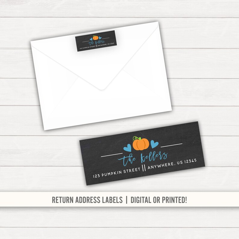 Return Address Label Pumpkin Label Pumpkin Baby Pumpkin Baby Shower Fall Baby Shower Boy Baby Shower Blue Printed Return Address Labels