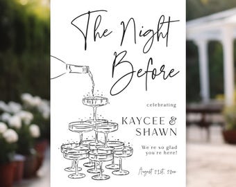 The Night Before: Welcome Sign - Champagne Tower Design - Digital or Printed