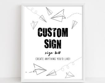 Kids Birthday, Fly This Way Sign - Paper Airplane Theme | Editable Digital File | 8x10 Decor