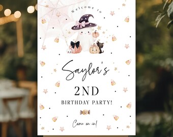 Ghost Birthday Welcome Sign, Halloween Party Poster (Digital Download)