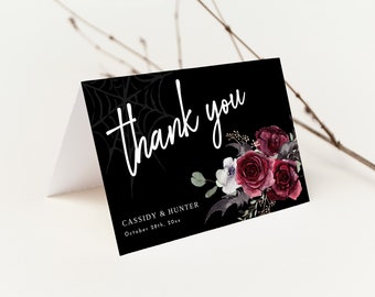 Til Death Do Us Part, Wedding Thank You Card, Hallowwedding, Gothic Wedding, Halloween Wedding, Thank You Note, Personalizable, Editable