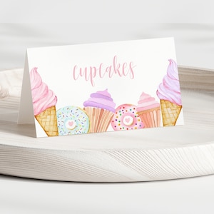 Zwei süßer Geburtstag, Tischkarten, Lebensmitteletiketten, süße Feier, Mädchen 2.Geburtstag, süßes Thema, Donut-Geburtstag, Cupcake-Geburtstag, bearbeitet werden