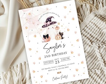 custom ghost kids Halloween Birthday Invitation - Digital