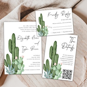 Cactus Wedding Invitation, Cactus Invitation, Wedding Invitation Template, Southwest Wedding Invitation, Modern Wedding Invitation