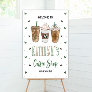 Coffee birthday party, welcome sign, coffee birthday party, welcome poster, coffee party, coffee theme, instant download, editable file image 1