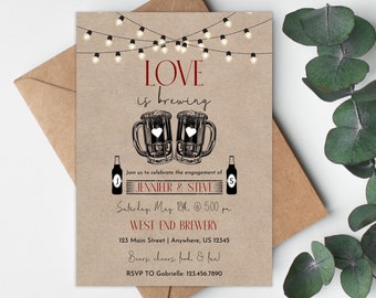 Love is Brewing, Beer Invitation, Brews Before I dos, Coed Bridal Shower, Brewing Invitation, Wedding Shower, Beer Wedding, Instant Download