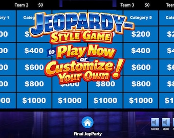 Bewerkbare PowerPoint-game in Jeopardy-stijl | Direct spelen of aanpassen | Trivia-spel met scorefunctie