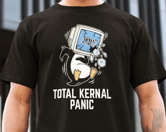 Total Kernal Panic Linux Penguin-shirt met capuchon | Grappig IT-cadeau | T-shirt met humor voor programmeur | SysAdmin Network Engineer-kleding | Top voor technische nerds