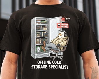 Shirt-hoody voor offline koelopslagspecialist | Grappig Linux SysAdmin-cadeau | Pixelart IT-professional datacenter | DevOps Geek-programmeur