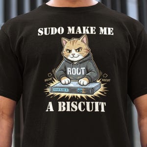 Sudo Make Me A Biscuit Cat-tröja med huvtröja | Rolig IT-gåva | Programmerare-humor-tröja | Nätverksingenjör SysAdmin-kläder | Teknisk kodare-tröja