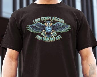 I Eat Script Kiddies For Breakfast Owl-shirt met capuchon | Cybersecurity-professional | Infosec ethische hacker | Programmeur Software Engineer